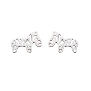 Culturesse 10mm Little Zara The Zebra Stud Earrings - Silver