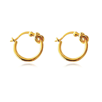 Culturesse Tie A Knot 15mm Modern Hoop Earrings - Gold Vermeil