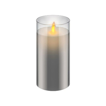 Goobay Battery-Operated 7.5x15cm LED Wax Candle in Glass - Grey