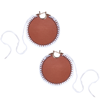 Culturesse Emiri Luxury 70mm Leather Stitched Hoop Earrings - Brown