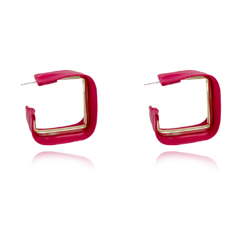 Culturesse Luca 47mm Vegan Leather Statement Earrings - Magenta