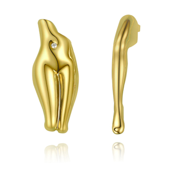 Culturesse 50mm Artisan Body Series No.2 Esmer Mismatching Earrings - Gold