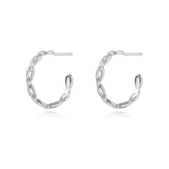 Culturesse Vida 17mm Minimalist C Chain Hoop Earrings - Silver