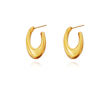 Culturesse Lowe Modern 30mm Stud Curve Earrings - Gold