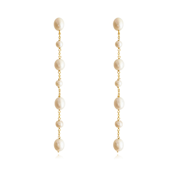 Culturesse 11.5cm Valentina 24K Freshwater Drop Earrings - Gold/Pearl