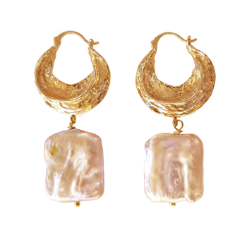 Culturesse Glory Luxury 55mm Baroque Pearl Huggie Drop Earrings