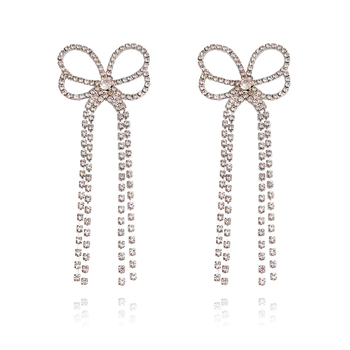 Culturesse Annelise 12cm Diamante Earrings For Pierced Ears - Silver