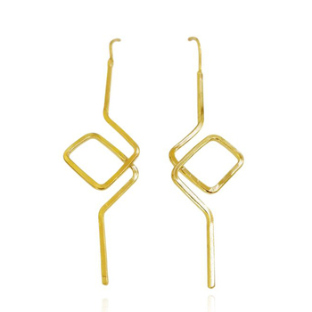 Culturesse Hughette 24K Artisan 72mm Line Art Earrings - Gold