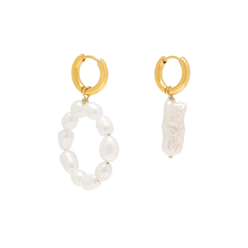 Culturesse Jayleen 50mm Mismatching Freshwater Pearl Hoops Earrings - White