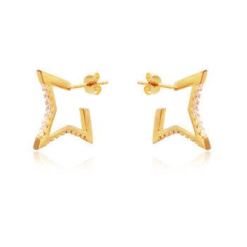 Culturesse Octavia 15mm Vermeil Sparkle On Earrings - Gold