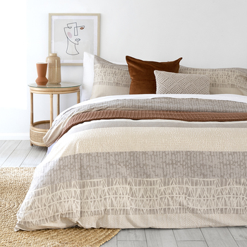 Bambury King Bed Darlington Sand Quilt Cover Set Soft Woven Home