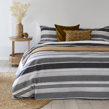 Bambury King Single Bed Indiana Grey Quilt Cover Set Soft Woven Home