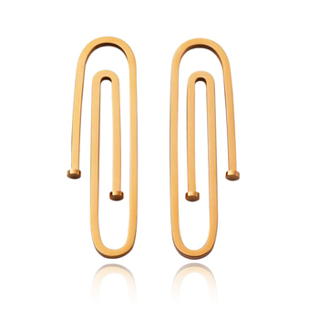 Culturesse Daeja Modern 60mm Paper Clip Statement Stud Earrings - Gold