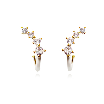 Culturesse Gabrielle 19mm Pastel Diamante Climber Earrings - White/Gold