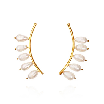 Culturesse Le Beaute 24K Pearl 46mm Curve Stud Earrings - Gold