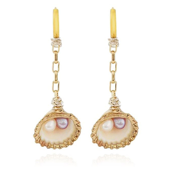 Culturesse Arielle 65mm Shell Treasure Earrings - Gold