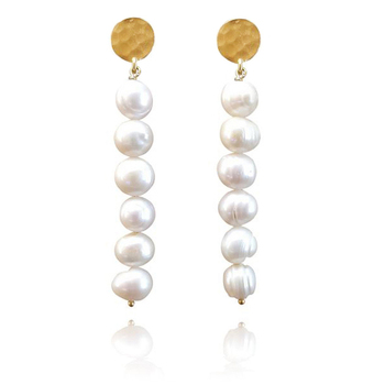 Culturesse Celeste 82mm 24K Freshwater Pearl Drop Earrings For Pierced Ears - Pearl