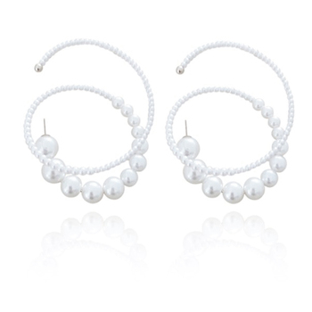 Culturesse Eira 70mm Swirl Pearl Hoop Earrings - White