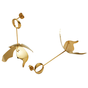 Culturesse Jeane 65mm Modern Petal Drop Earrings For Pierced Ears - Gold