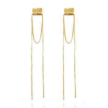 Culturesse Murphy 122mm Sculpture Wrap Tassel Earrings - Gold Vermeil