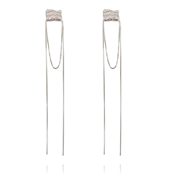 Culturesse Murphy 122mm Sculpture Wrap Tassel Earrings - Silver