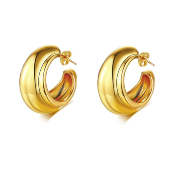 Culturesse Blakely 30mm Chunky Bowl Huggie Earrings - Gold