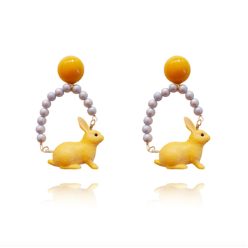 Culturesse Aaliyah 75mm Artsy Rabbit Hoop Earrings For Pierced Ears - Yellow