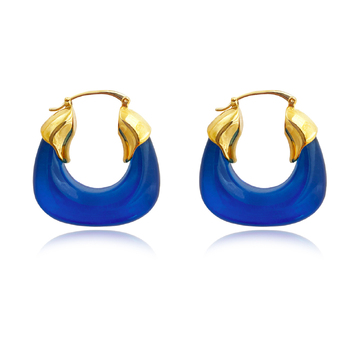 Culturesse Ilona Artsy 31mm Resin Hoop Earrings - Sapphire Blue