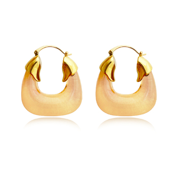 Culturesse Ilona Artsy 31mm Resin Hoop Earrings - Honey