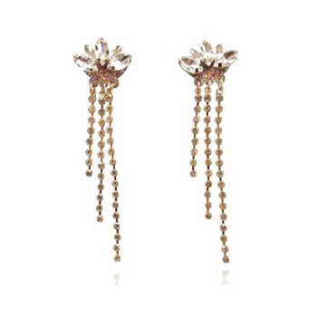 Culturesse Lilie 10cm Crystal Tassel Earrings For Pierced Ears