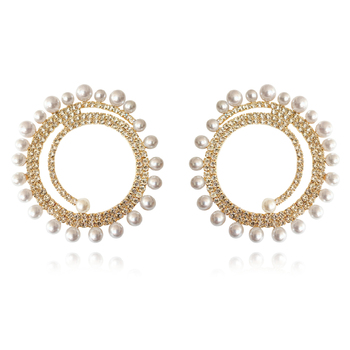 Culturesse Mirabella Catwalk 73mm Diamante Statement Earrings - Gold