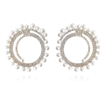 Culturesse Mirabella Catwalk 73mm Diamante Statement Earrings - Silver