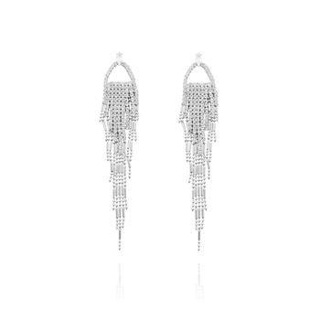 Culturesse Yulia 12cm Glamour Earrings For Pierced Ears - Silver