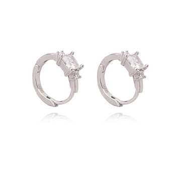 Culturesse Cella 12mm Dainty Topaz Sleeper Earrings - Silver