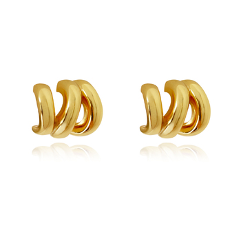 Culturesse Aline 12mm Artsy Tri Curve Earrings - Gold Vermeil