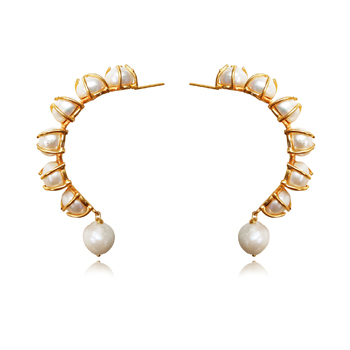 Culturesse Francine 6cm 24K Pearl Earrings For Pierced Ears - Pure Gold
