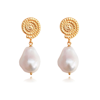 Culturesse Aurelia 24K Baroque 45mm Pearl Drop Earrings - Gold