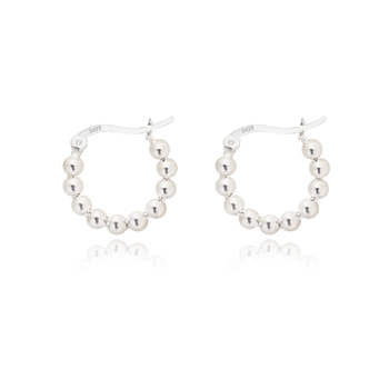 Culturesse Bryn 15mm Beaded Huggie Earrings - Silver