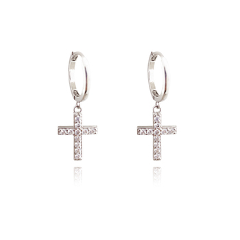 Culturesse Halo 30mm Cross Fashion Drop Earrings - Silver