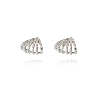 Culturesse Honesty 20mm Rhodium Crystal Stud Earrings - Silver