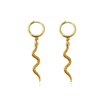 Culturesse Bambie 37mm Serpent Drop Earrings - Gold