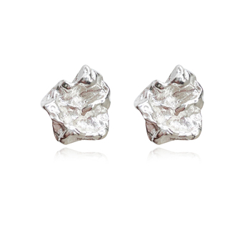 Culturesse Imani Solid Sculpture 14mm Stud Earrings - Silver