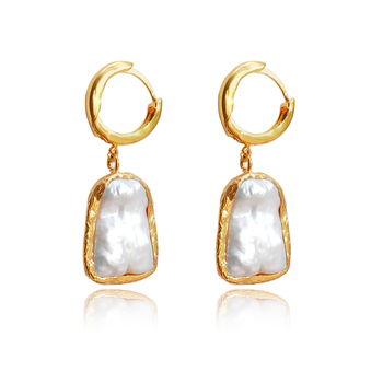 Culturesse Aerin 24K Gold 40mm Mother Of Pearl Drop Earrings