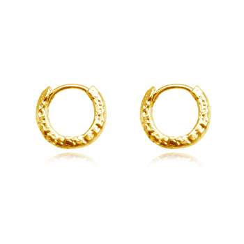 Culturesse Edda 12mm Textured Dainty Sleeper Hoop Earrings - Gold Vermeil