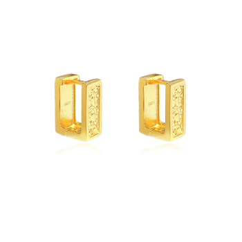 Culturesse Adelyn Art Deco 12mm Textured Huggie Earrings - Gold Vermeil