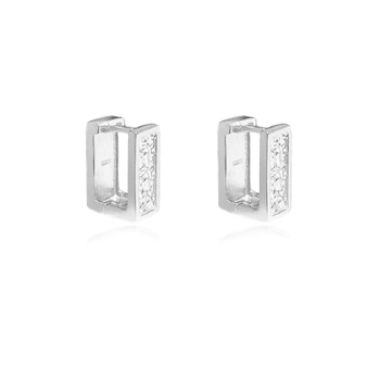 Culturesse Adelyn 12mm Art Deco Textured  Huggie Earrings - Silver