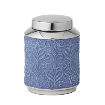 Pilbeam Living Azure Storage Display Jar Blue/Silver Stoneware