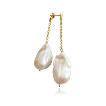 Culturesse Lorene Luxury 24K South Sea Baroque 7cm Pearl Single Earring