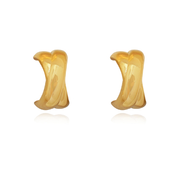 Culturesse Archie 14mm Artsy Twin Curve Earrings - Gold Vermeil