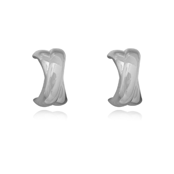 Culturesse Archie 14mm Artsy Twin Curve Earrings - Silver